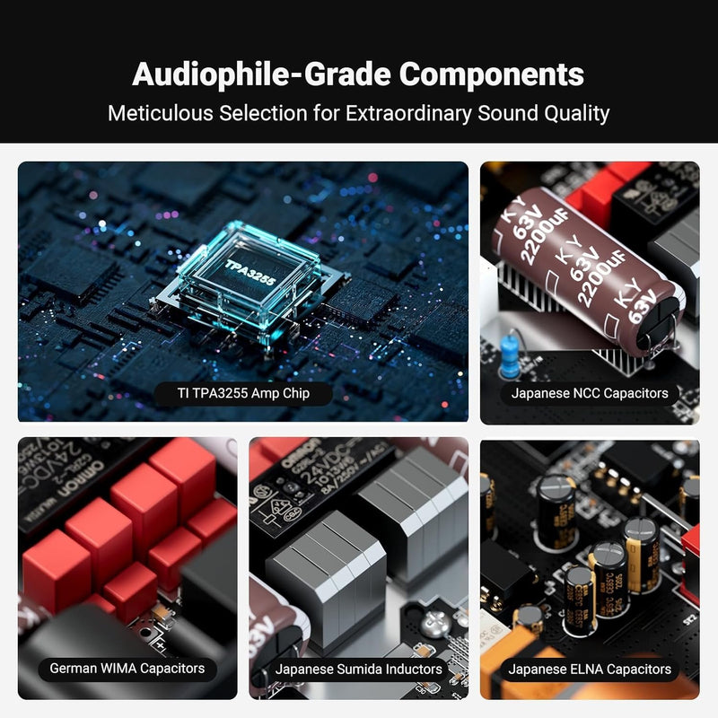 Fosi Audio ZA3 Balanced Stereo Amplifier Home Audio Component Mini 2-kanals monoförstärkare TPA3255 för Subwoofer Desktop Home Theater