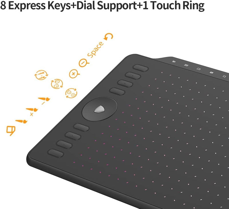 Graphic Tablet 12" with 8 Express Keys & 13 Multimedia Keys Support Mac OS/Windows/Android