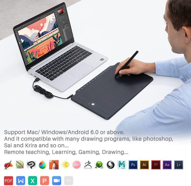 Graphic Tablet 12" with 8 Express Keys & 13 Multimedia Keys Support Mac OS/Windows/Android