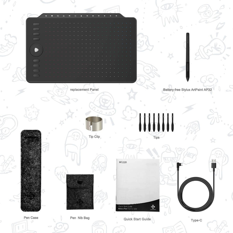 Graphic Tablet 12" with 8 Express Keys & 13 Multimedia Keys Support Mac OS/Windows/Android