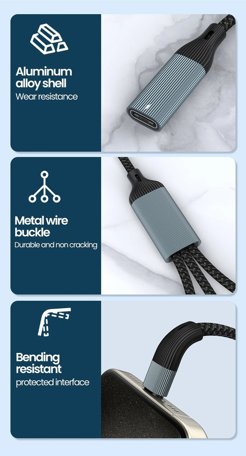 NÖRDIC USB-C Splitter 1 till 3, 1xUSB-C 1xUSB-C PD60W 1x3,5mm hörlursuttag OTG Kabel