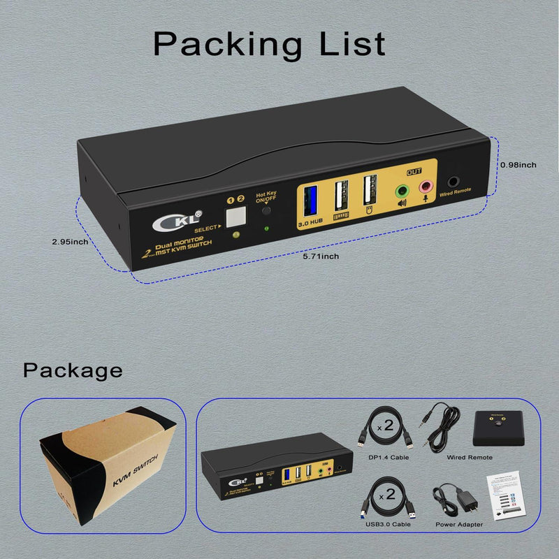 NÖRDIC KVM 2x2 switch Dual MST Monitor Displayport 4K60Hz