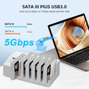 MAIWO 6x HDD kloning- och dockningsstation, 2,5"/3.5" SATA HDD, USB-C 3.0 5Gbps