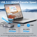 MAIWO Dual Bay RAID Enclosure for M.2 NVMe SATA SSD with Clone RAID 0 RAID 1, USB C 3.2 GEN2x2 20Gbps