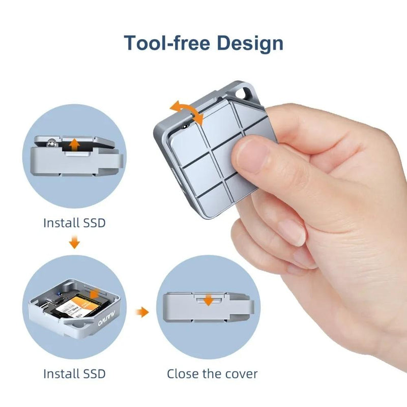 MAIWO M.2 2230 NVMe & SATA SSD mini extern kabinett USB 3.2 Gen 2 10Gbps