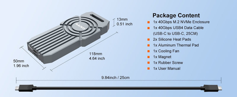 MAIWO USB4 Type-C M.2 NVMe SSD Extern Kabinett Aluminium 40Gbps