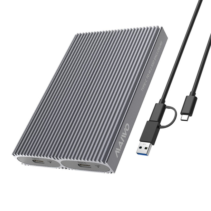 Maiwo Dual Disk NVMe SSD-hölje USB-C 3.1 GEN2 10 Gbps