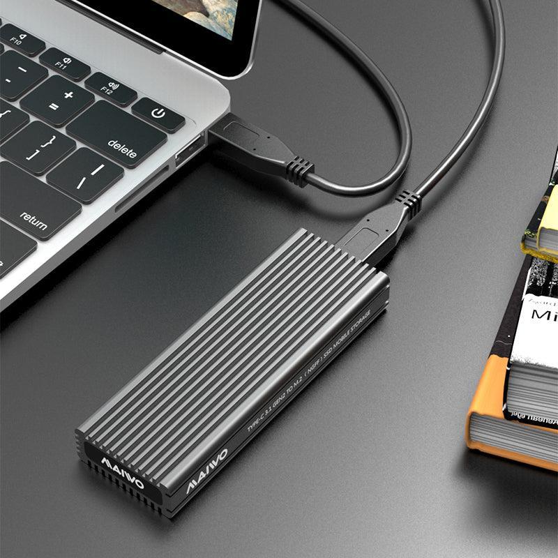 Maiwo K1687P M.2 PCIe NVMe SSD till USB3.2 Gen2 10Gbps USB-C extern lagringskabinett  2230-2242-2260-2280 NGFF M-Key support UASP, TRIM och 6Gbps SATAIII