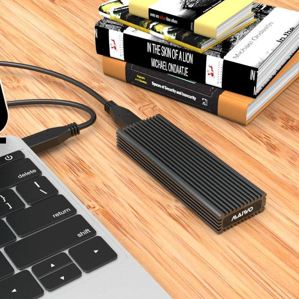 Maiwo K1687S Aluminium M.2 SATA SSD till USB3.2 Gen2 10Gbps USB-C extern Lagringskabinett B-Key och B&M-Key support UASP, TRIM och 6Gbps SATAII