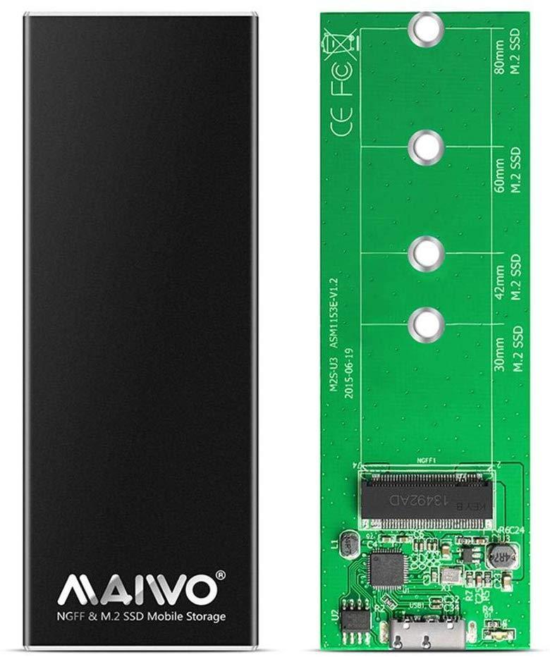 Maiwo K16N M.2 SATA SSD till USB3.1 GEN1 5Gbps extern Lagringskabinett 2230-2242-2260-2280 NGFF B-Key och B&M-Key  aluminium