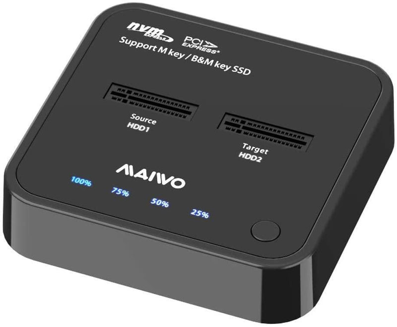 Maiwo K3016P dockingstation för hårddiskkloning of NVMe SSD 1:1 USB3.2 Gen2 10Gbps M-Key och B+M Key