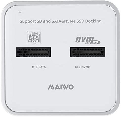 Maiwo K3016SD Dockningsstation för både SATA och NVMe M.2 SSD USB3.2 Gen2 10Gbps med SD Express kortläsare