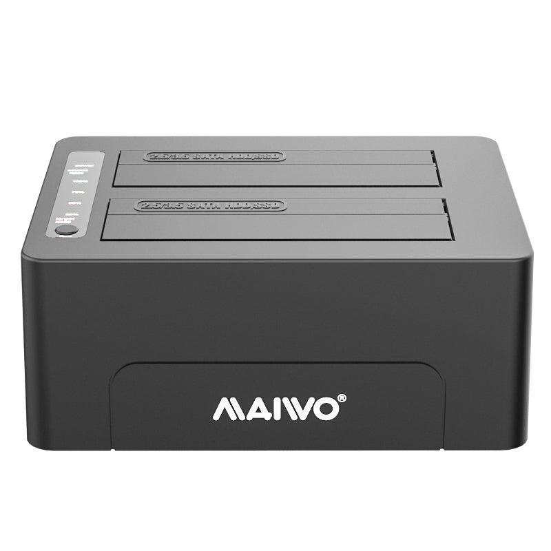 Maiwo K3082C USB C 3.1 GEN2 10Gbps Dockningsstation för 2st 2,5 3,5 SATA HDD SSD upp till 14TB med stöd för UASP, Stöd för SATAIII 6Gbps