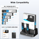 Maiwo Triple Bay HDD Clone-kabinett för 2× SSD NVMe M.2 och 1× SATA HDD