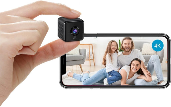 Mini Camera, 4K HD WiFi Surveillance Camera Indoor for Live Transmission Night Vision Camera with Motion Sensor