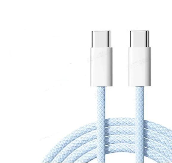 NÖRDIC 0,5m USB 2.0 USB-C till C kabel för iPhone 15/15 Pro/15 Plus/15 Pro Max 3A 480Mbps 60W blå