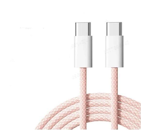 NÖRDIC 0,5m USB 2.0 USB-C till C kabel för iPhone 15/15 Pro/15 Plus/15 Pro Max 3A 480Mbps 60W rosa