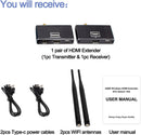 NÖRDIC 1080P Full HD HDMI Wireless 180m  Extender 1 TX to 1 RX Loop Out WiFi 5.8G
