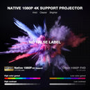NÖRDIC 1080P Projektor Certifierad för Netflix, Prime Video, Disney+ och YouTube, 300 ANSI lumen, 2.4/5G WiFi 6-stöd för iOS/Android