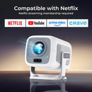 NÖRDIC 1080P Projektor Netflix-certifierad 200 ANSI lumen 2.4/5G WiFi 6 stöd för iOS/Android