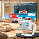 NÖRDIC 1080P Projektor Netflix-certifierad 320 ANSI lumen 2.4/5G WiFi 6 stöd för iOS/Android