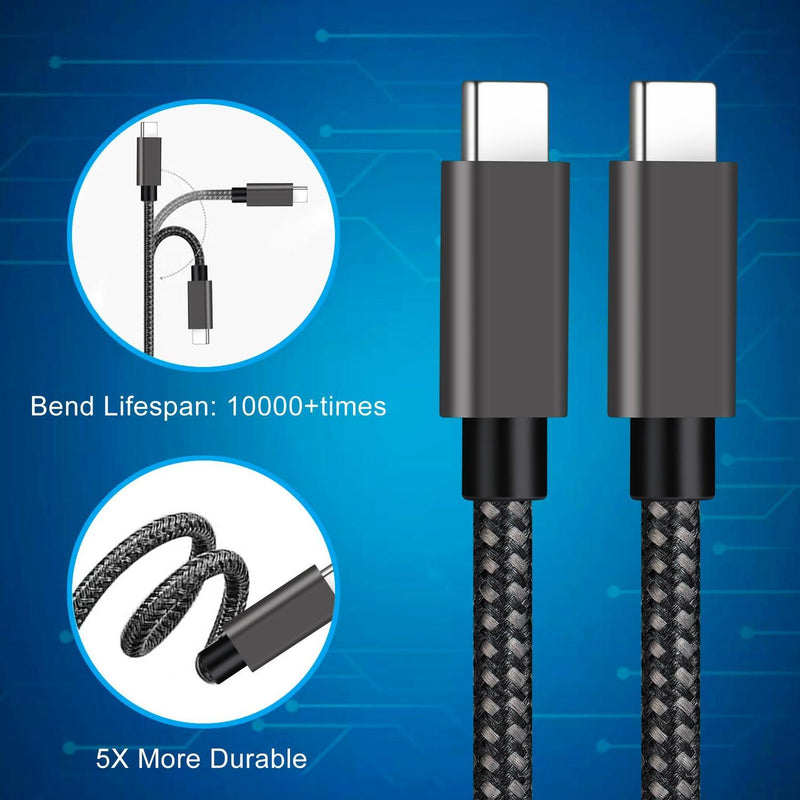 NÖRDIC 1,5m USB3.2 Gen2 SuperSpeed USB 10Gbps USB-C till C nylonflätad kabel med Power Delivery 100W, 4K60Hz video och Emarker