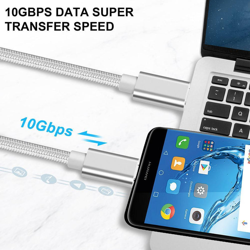 NÖRDIC 1,5m USB3.2 Gen2 SuperSpeed USB 10Gbps USB-C till C nylonflätad kabel med Power Delivery 100W, 4K60Hz video och Emarker