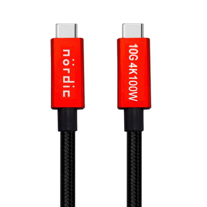 NÖRDIC 1,5m USB3.2 Gen2 SuperSpeed USB 10Gbps USB-C till C nylonflätad kabel med Power Delivery 100W, 4K60Hz video och Emarker