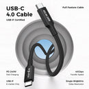 NÖRDIC 1,5 m USB4 USB-C till C nylonflätad kabel PD3.1 240W 40G 8K60Hz 4K144Hz svart