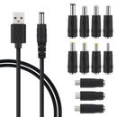 NÖRDIC 1m Strömkabel USB till DC med 11 kontakter USB DC POwer