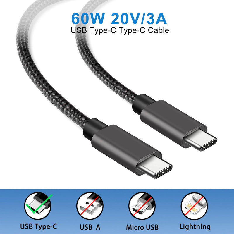 NÖRDIC 1m USB3.2 Gen1 USB-C till C nylonflätad kabel snabbladdning 3A 5Gbps Power Delivery PD 60W