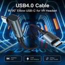 NÖRDIC vinklad 1m USB4 USB-C till C nylonflätad kabel PD3.1 240W 40G 8K60Hz 4K144Hz grå