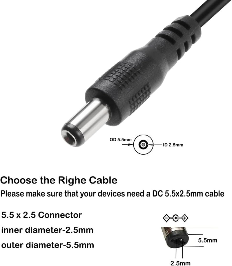 NÖRDIC 1m USB-A kabel till DC 5.5x2.5mm 2A
