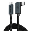 NÖRDIC 1m Vinklad USB3.2 Gen2 SuperSpeed USB 10Gbps USB-C till C nylonflätad kabel med Power Delivery 100W, 4K60Hz video och Emarker