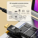 NÖRDIC 1 m nylonflätad DisplayPort 2.1 kabel DP80 UHBR20 80Gbps 16K/10K/8K@60Hz 4K@165/144Hz DSC 1.2a HDR HDCP 2.2 FreeSync G-Sync