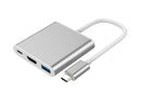 NÖRDIC 1 till 3 Dockningstation USBC till HDMI 4K 30Hz USB C Power Delivery 60W och USB A 3.1 5Gbps Silver