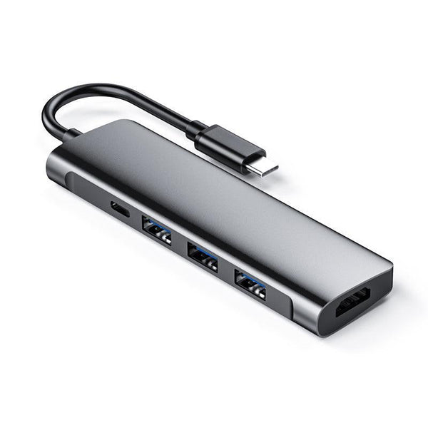 NÖRDIC 1 till 5 USB C Dockningsstation 1xHDMI 4K 30Hz 1xUSB C PD 60W 3xUSB3.1 5Gbps Aluminium Space Grey