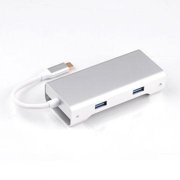 NÖRDIC 1 till 7 USB C Aluminium Dockningsstation 1xHDMI 4K 30Hz 1xRJ45 Giga Ethernet 2xUSB 3,1 5Gbp 1x USB C PD87W 1xSD/TF kortläsare silver