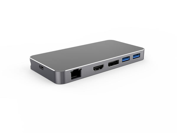 NÖRDIC 1 till 7 USB-C dockningsstation för dubbla monitorer 1xHDMI 1x DP 8K30Hz 4K120Hz PD3.0 100W 2xUSB-A 1xUSB-C 1xRJ45 Giga Macbook M1 & M2