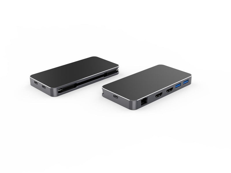 NÖRDIC 1 till 7 USB-C dockningsstation för dubbla monitorer 2xHDMI 8K30Hz 4K120Hz PD3.0 100W 2xUSB-A 1xUSB-C 1xRJ45 Giga Macbook M1 & M2