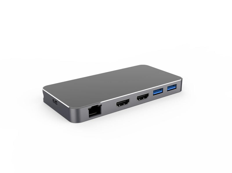 NÖRDIC 1 till 7 USB-C dockningsstation för dubbla monitorer 2xHDMI 8K30Hz 4K120Hz PD3.0 100W 2xUSB-A 1xUSB-C 1xRJ45 Giga Macbook M1 & M2