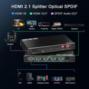 NÖRDIC 1 till 4 HDMI 2.1 Splitter 8K 60Hz 4K120Hz VRR Free-/G-Sync CEC, S/PDIF extraktor