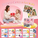 NÖRDIC 2,4" HD Instant-kamera, Mini kamera med fotoutskrift/videoinspelning, kompatibel app, Blå