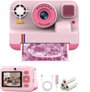 NÖRDIC 2,4" HD Instant-kamera, Mini kamera med fotoutskrift/videoinspelning, kompatibel app, Rosa