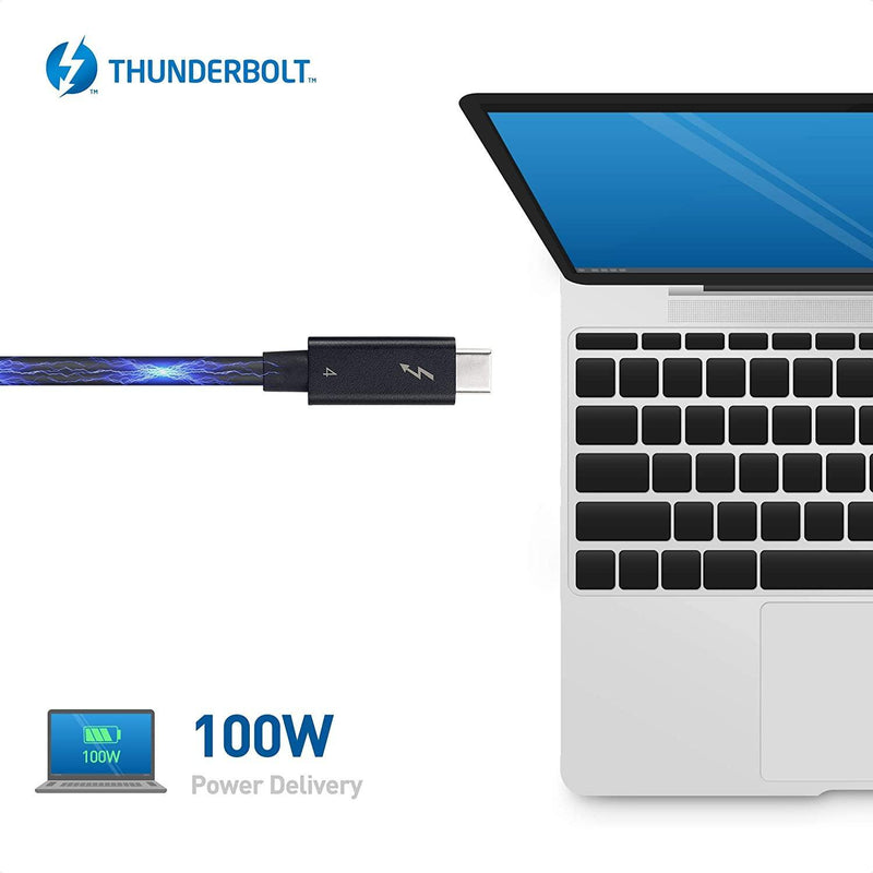 NÖRDIC 25cm Thunderbolt 4 USB-C kabel 40Gbps 100W laddning 8K video kompatibel med USB 4 och Thunderbolt 3