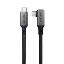 NÖRDIC vinklad 25cm USB4 USB-C till C nylonflätad kabel PD3.1 240W 40G 8K60Hz 4K144Hz grå