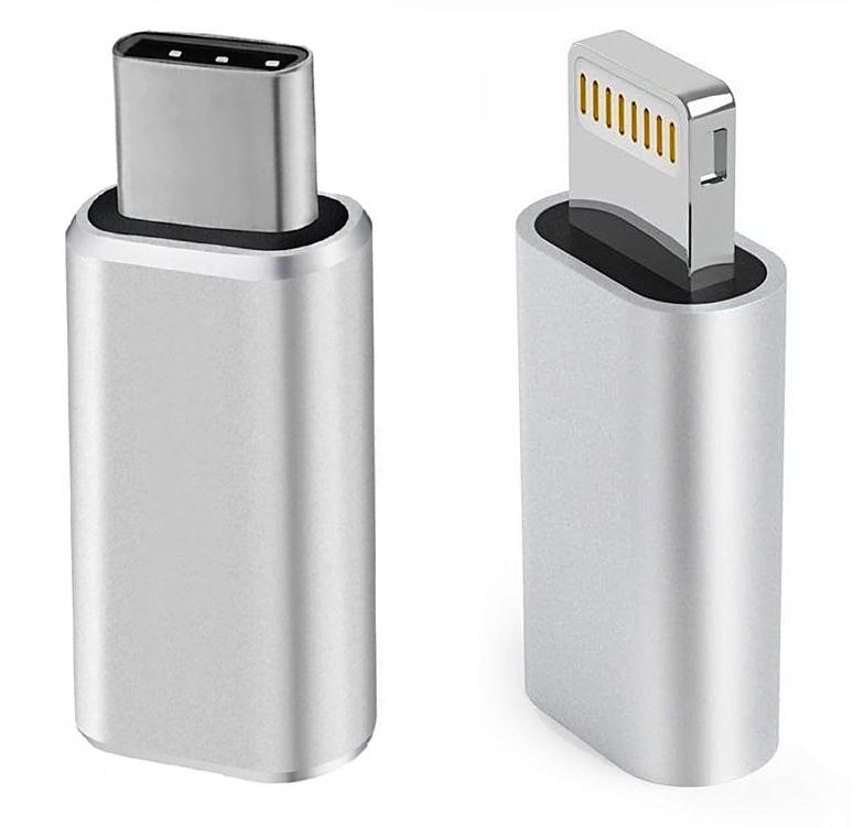 NÖRDIC 2 i 1 Adapter kit USB C ha till Lightning hona och Lightning ha till USB C ho (non-MFI) Aluminium Space Grey