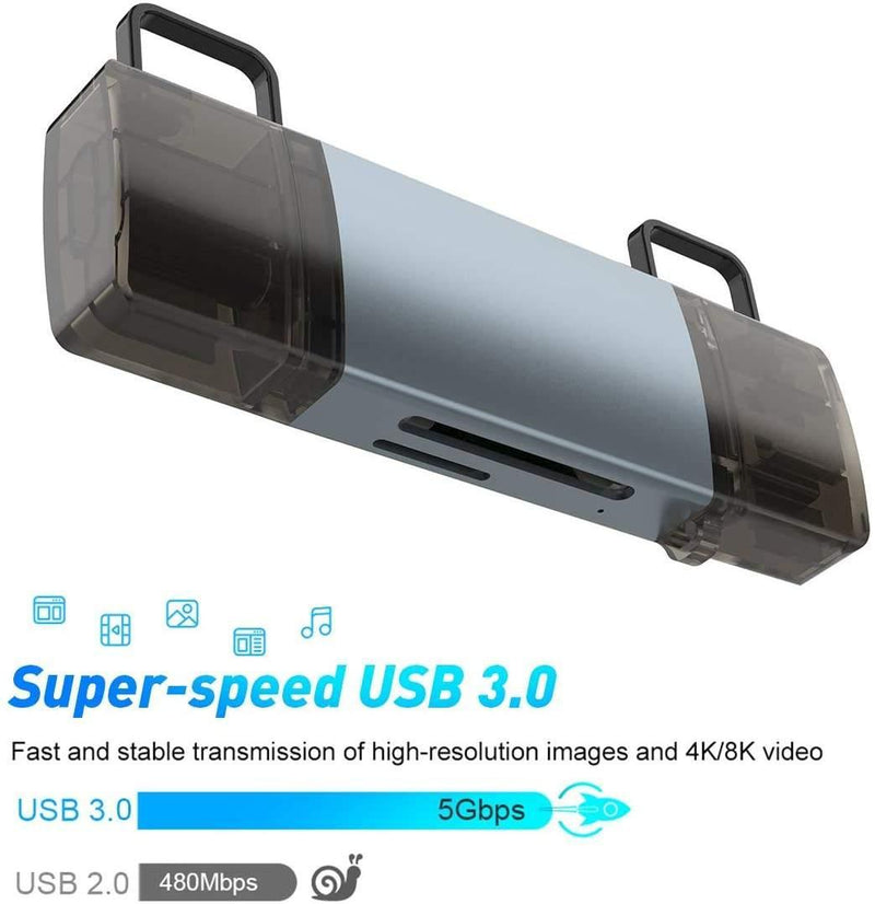 NÖRDIC 2i1 USB3.0 kortläsare SD/MMC och MicroSD/TF 2TB 5Gbps UHS-I