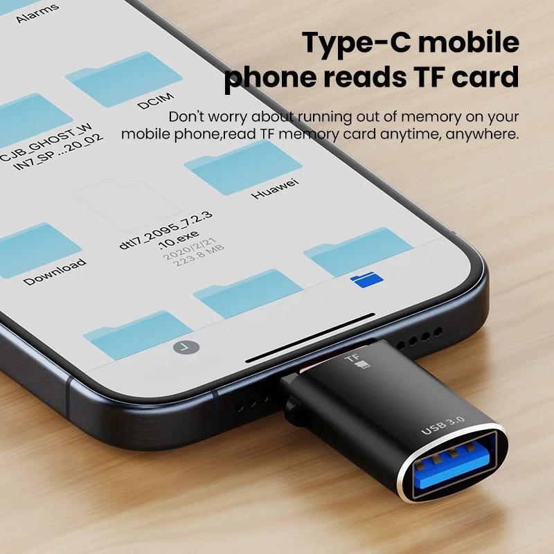 NÖRDIC 2 i 1 USB-C TF-kortläsare och OTG USB-A 3.1 adapter