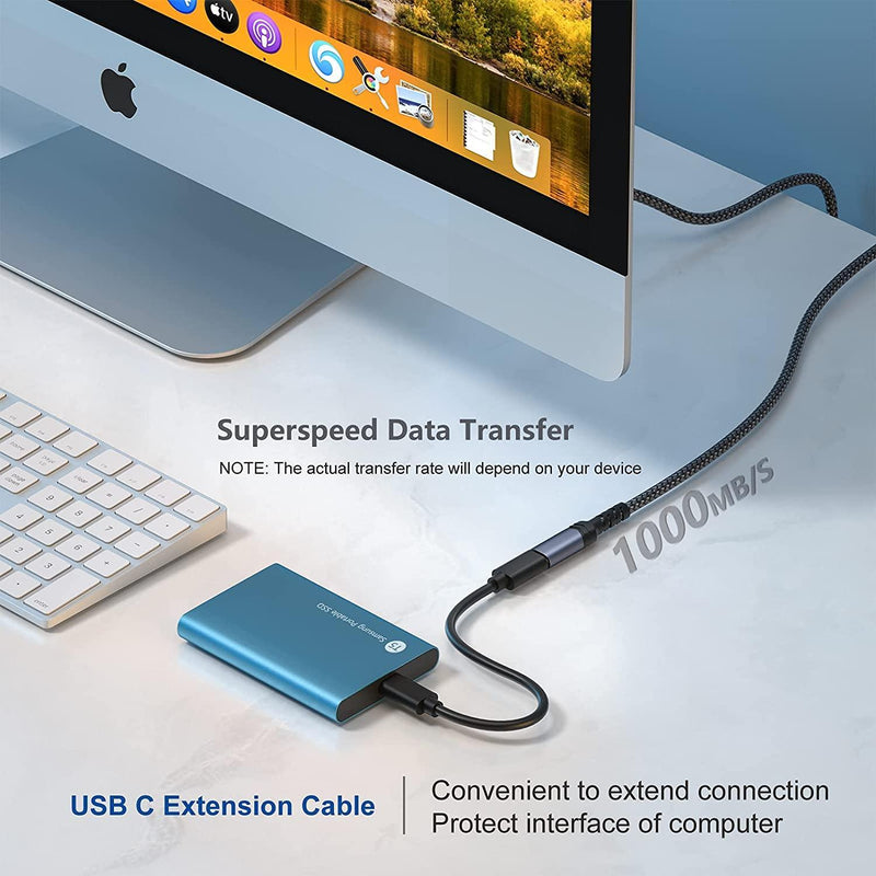 NÖRDIC 2m USB3.2 Gen2 SuperSpeed USB 10Gbps USB-C till C PVC förlängningskabel med Power Delivery 100W, 4K60Hz video och Emarker